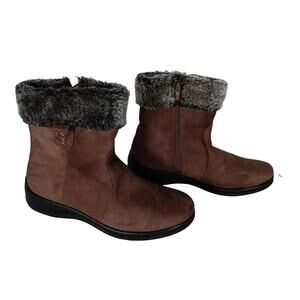 Patrizia Spring Step Brown Boots Zip Up Sanbela Fur Collar Size 41 US 8